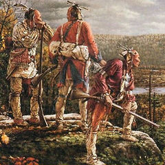 Illustration démontrant des guerriers abénakis surveillant une fortification.